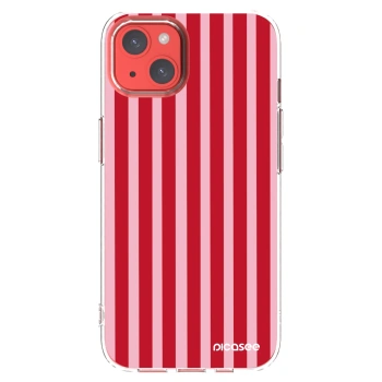 Picasee silikónový prehľadný obal pre Apple iPhone 13 - Lines red