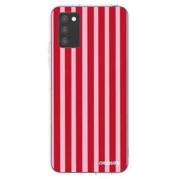 Picasee silikónový prehľadný obal pre Samsung Galaxy A02s A025G - Lines red