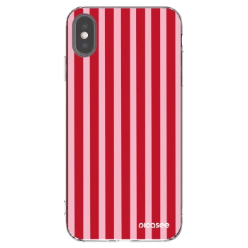 Picasee silikónový prehľadný obal pre Apple iPhone XS Max - Lines red