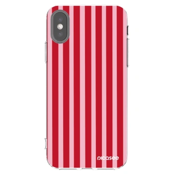 Picasee silikónový prehľadný obal pre Apple iPhone X/XS - Lines red