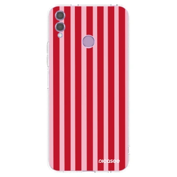Picasee silikónový prehľadný obal pre Honor 8X - Lines red