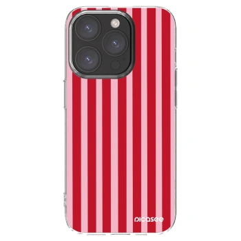 Picasee silikónový prehľadný obal pre Apple iPhone 15 Pro - Lines red