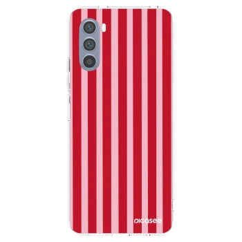 Picasee silikónový prehľadný obal pre Motorola Moto G62 - Lines red