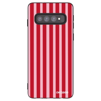 Picasee silikónový čierny obal pre Samsung Galaxy S10 G973 - Lines red