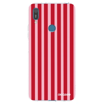 Picasee silikónový prehľadný obal pre Huawei Y7 2019 - Lines red