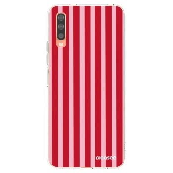 Picasee silikónový prehľadný obal pre Samsung Galaxy A70 A705F - Lines red