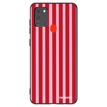 Picasee silikónový čierny obal pre Samsung Galaxy A21s - Lines red