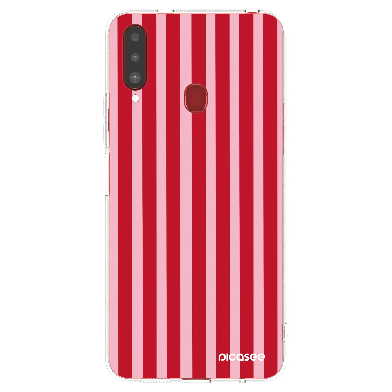 Picasee silikónový prehľadný obal pre Samsung Galaxy A20s - Lines red