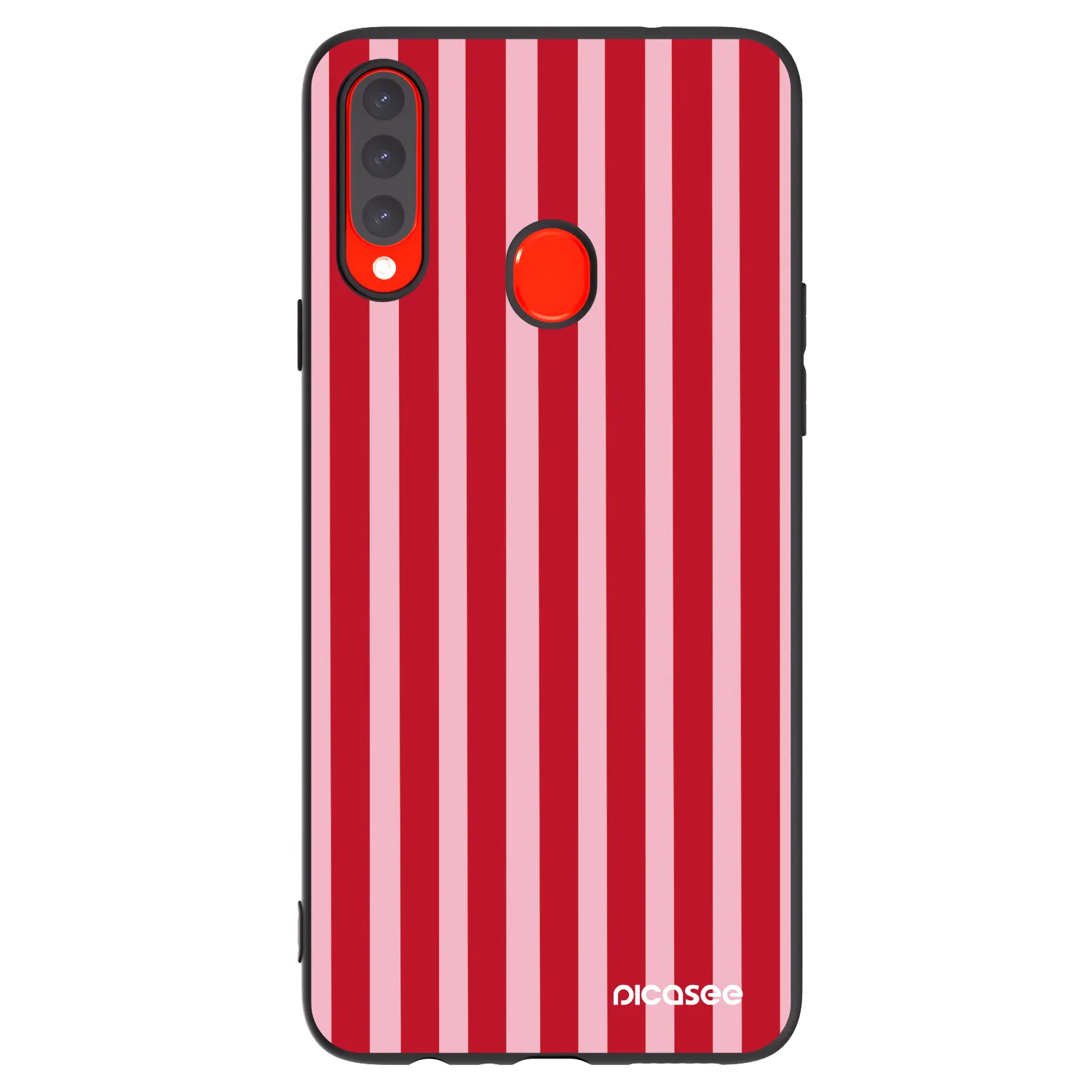 Picasee silikónový čierny obal pre Samsung Galaxy A20s - Lines red