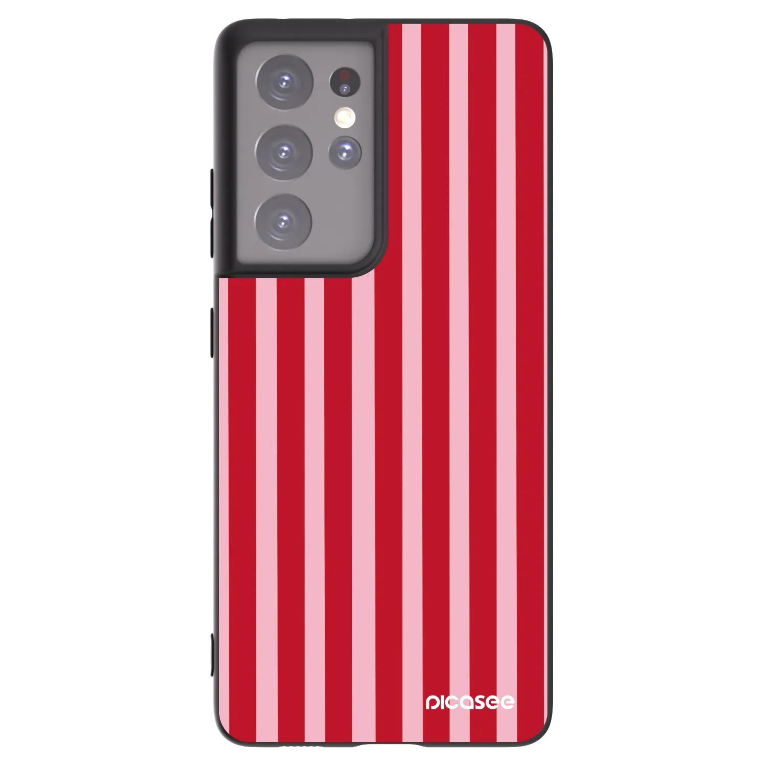 Picasee silikónový čierny obal pre Samsung Galaxy S21 Ultra 5G G998B - Lines red
