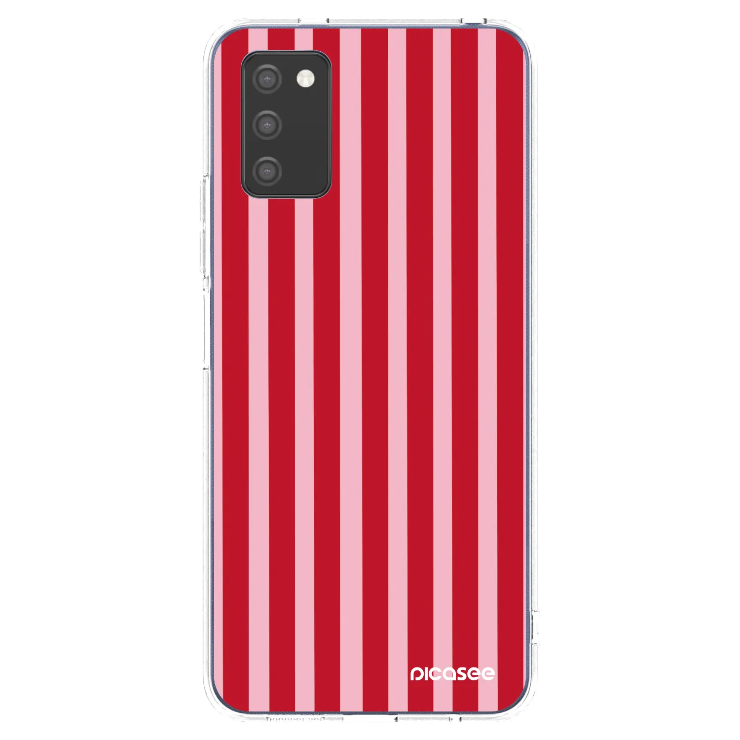 Picasee silikónový prehľadný obal pre Samsung Galaxy A02s A025G - Lines red
