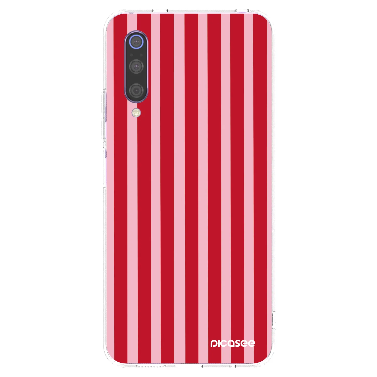 Picasee silikónový prehľadný obal pre Xiaomi Mi 9 - Lines red