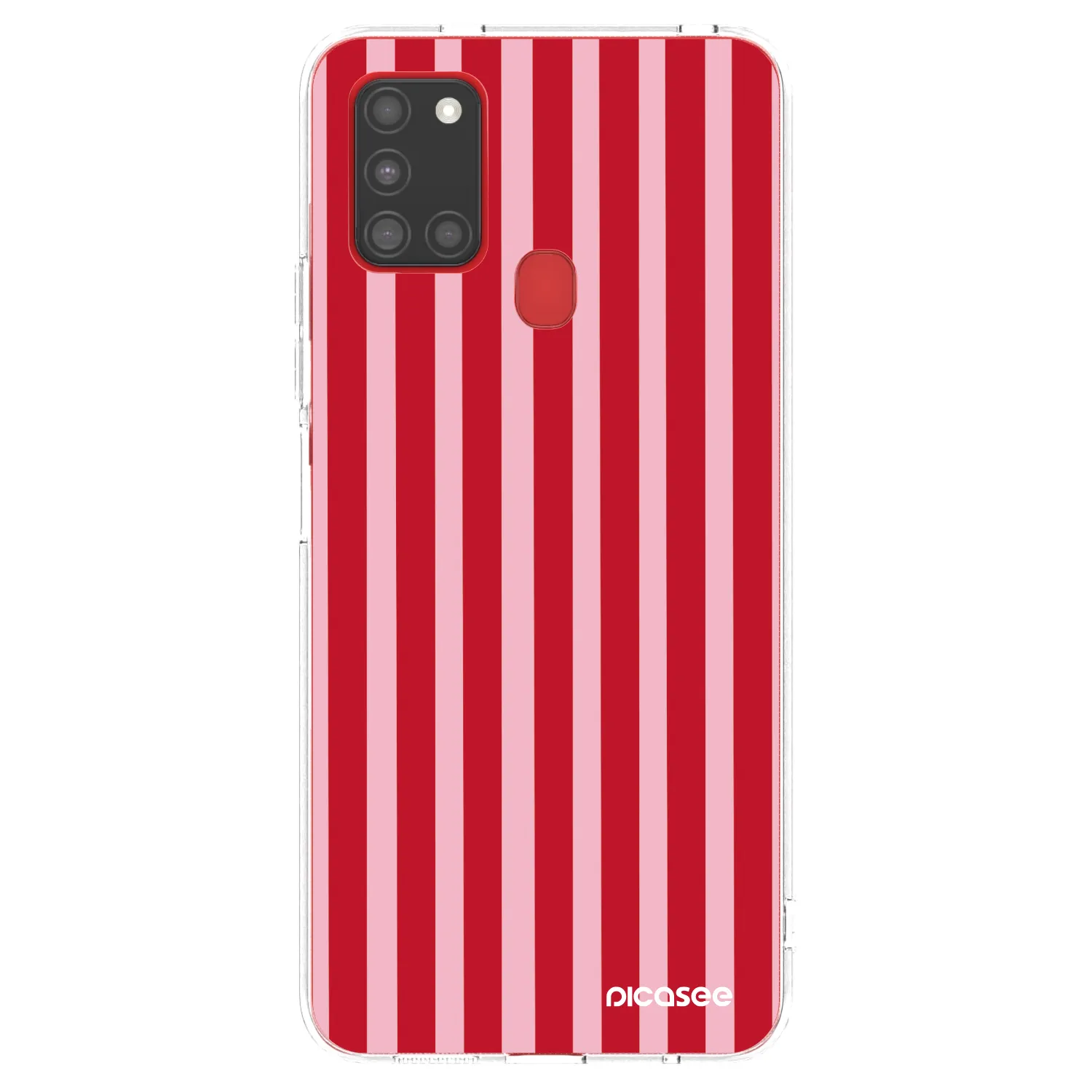 Picasee silikónový prehľadný obal pre Samsung Galaxy A21s - Lines red