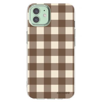 Picasee silikónový prehľadný obal pre Apple iPhone 12 - Brown grid