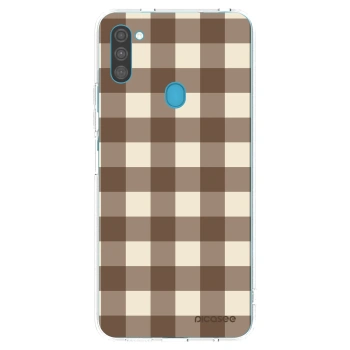 Picasee silikónový prehľadný obal pre Samsung Galaxy M11 - Brown grid