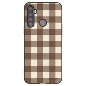 Picasee silikónový čierny obal pre Realme 6i - Brown grid