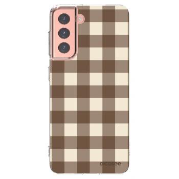 Picasee silikónový prehľadný obal pre Samsung Galaxy S21 5G G991B - Brown grid