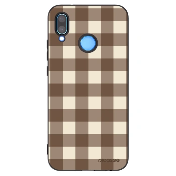 Picasee silikónový čierny obal pre Huawei P20 Lite - Brown grid