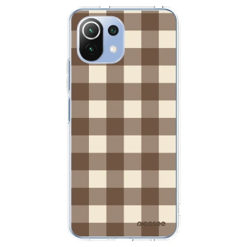 Picasee silikónový prehľadný obal pre Xiaomi Mi 11 Lite - Brown grid