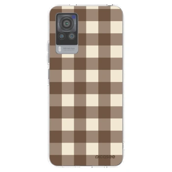 Picasee silikónový prehľadný obal pre Vivo X60 Pro 5G - Brown grid