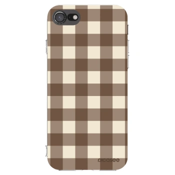 Picasee silikónový prehľadný obal pre Apple iPhone SE 2022 - Brown grid