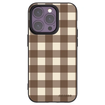 Picasee silikónový čierny obal pre Apple iPhone 14 Pro - Brown grid