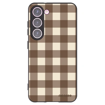 Picasee silikónový čierny obal pre Samsung Galaxy S23 5G - Brown grid