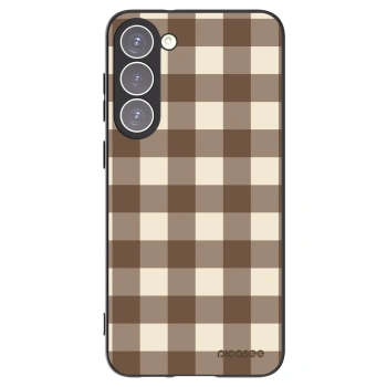 Picasee silikónový čierny obal pre Samsung Galaxy S23+ 5G - Brown grid