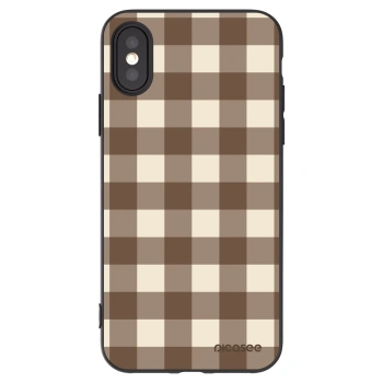 Picasee silikónový čierny obal pre Apple iPhone X/XS - Brown grid