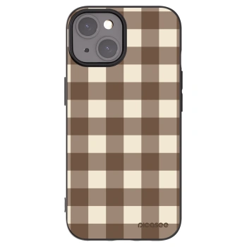 Picasee silikónový čierny obal pre Apple iPhone 15 - Brown grid