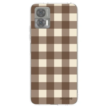 Picasee silikónový prehľadný obal pre Motorola Edge 30 Neo - Brown grid