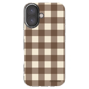 Picasee silikónový prehľadný obal pre Apple iPhone 16 - Brown grid