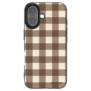 Picasee silikónový čierny obal pre Apple iPhone 16 - Brown grid