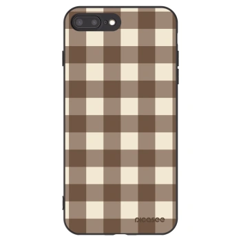 Picasee silikónový čierny obal pre Apple iPhone 7 Plus - Brown grid