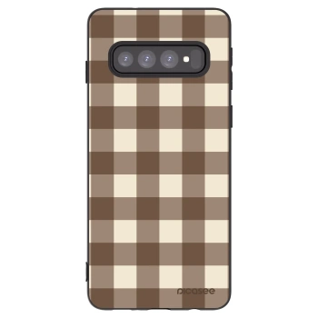 Picasee silikónový čierny obal pre Samsung Galaxy S10 G973 - Brown grid