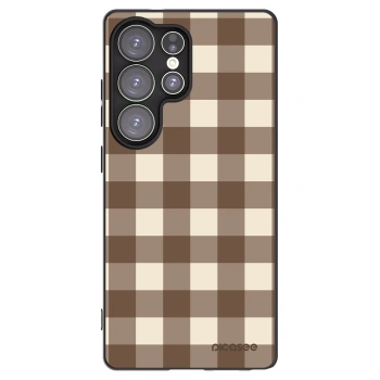Picasee silikónový čierny obal pre Samsung Galaxy S25 Ultra 5G - Brown grid