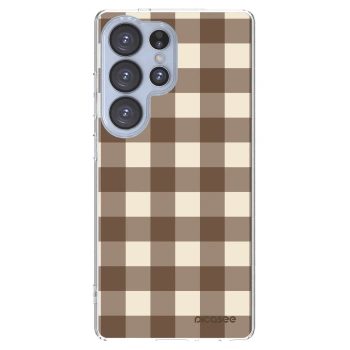 Picasee silikónový prehľadný obal pre Samsung Galaxy S25 Ultra 5G - Brown grid