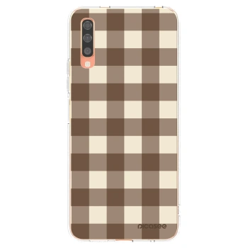 Picasee silikónový prehľadný obal pre Samsung Galaxy A70 A705F - Brown grid