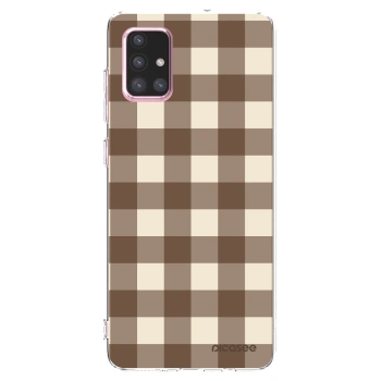 Picasee silikónový prehľadný obal pre Samsung Galaxy A71 A715F - Brown grid