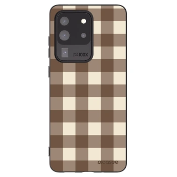 Picasee silikónový čierny obal pre Samsung Galaxy S20 Ultra 5G G988F - Brown grid