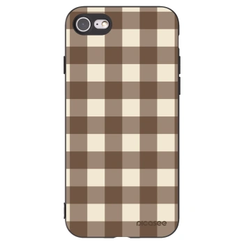 Picasee silikónový čierny obal pre Apple iPhone SE 2020 - Brown grid