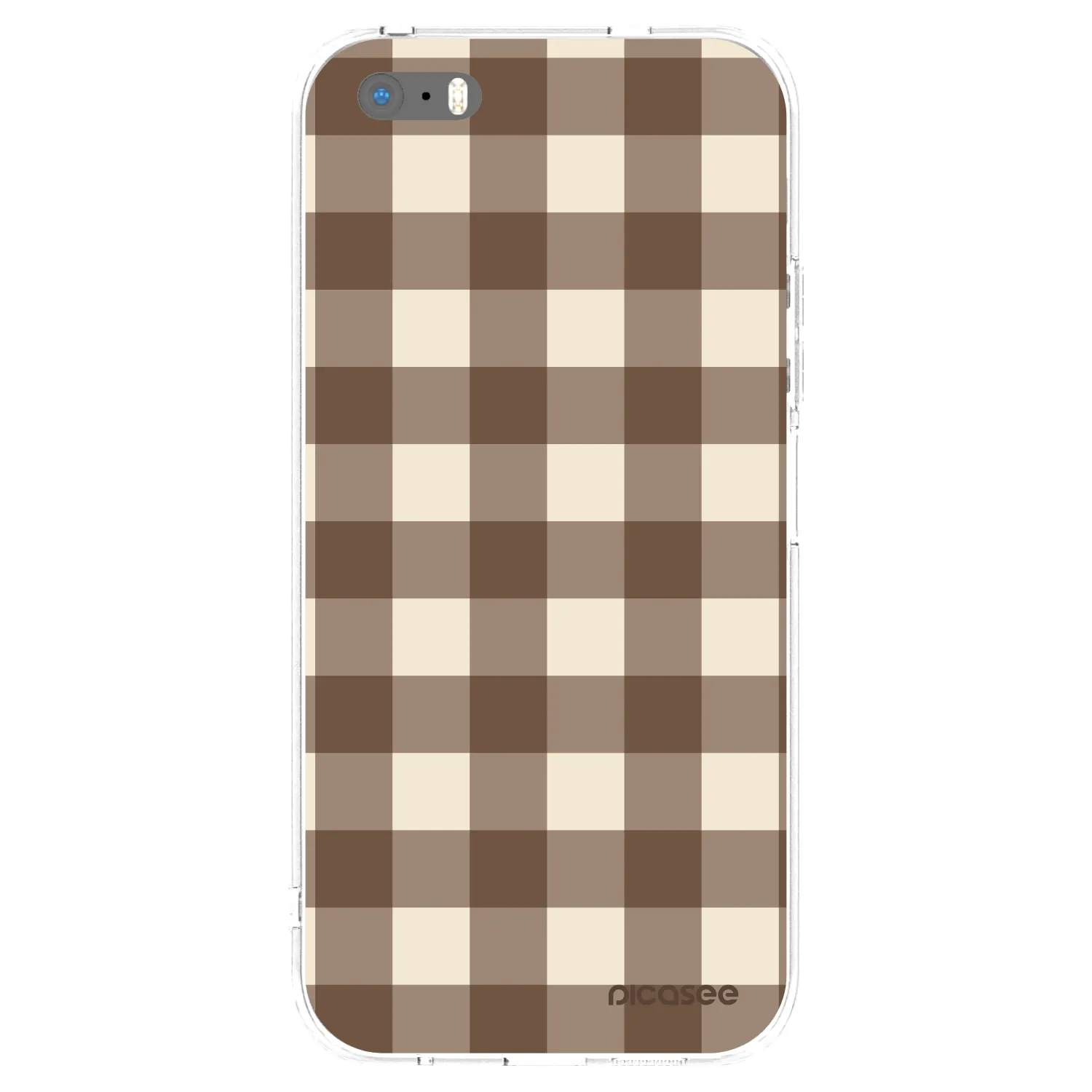 Picasee silikónový prehľadný obal pre Apple iPhone 5/5S/SE - Brown grid