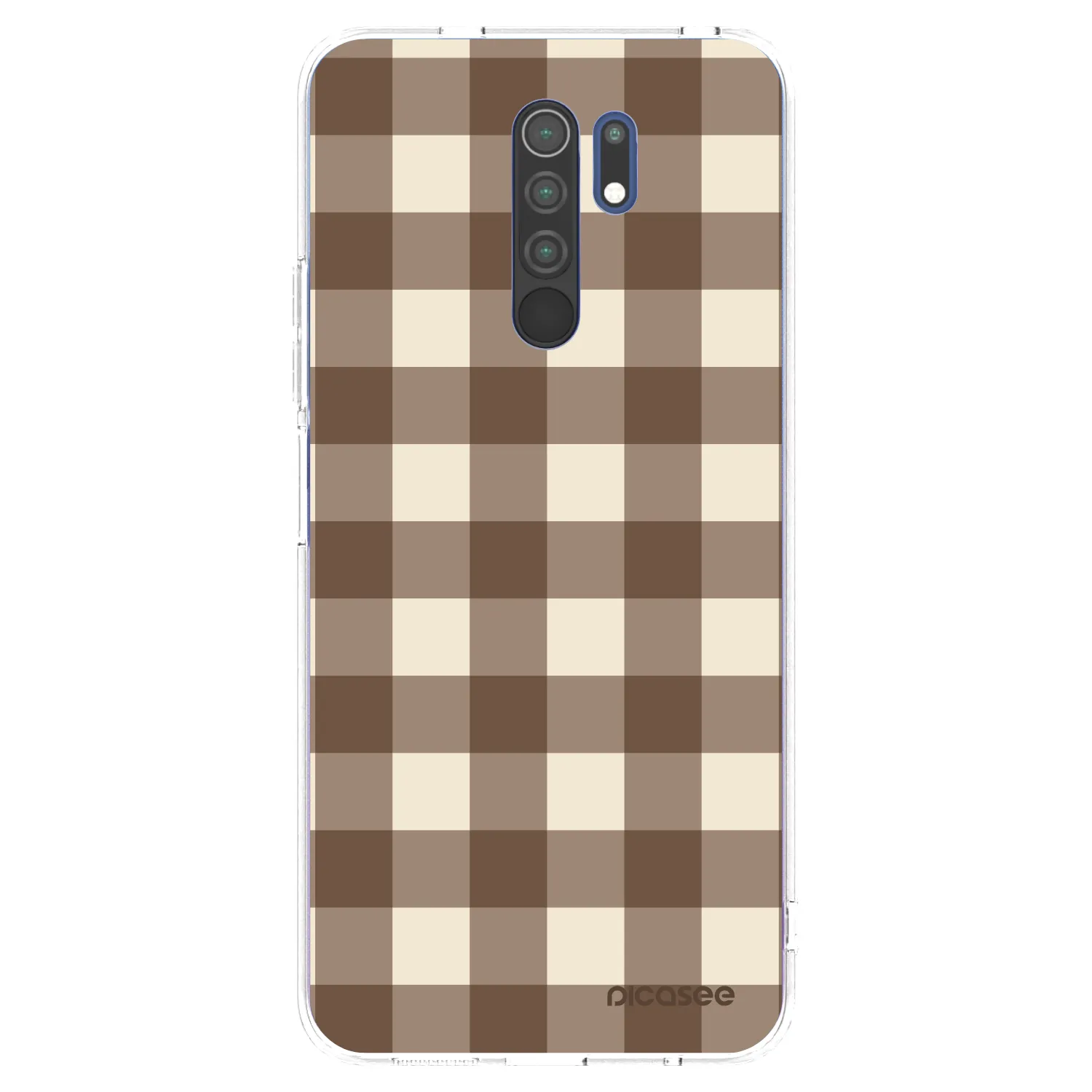 Picasee silikónový prehľadný obal pre Xiaomi Redmi 9 - Brown grid