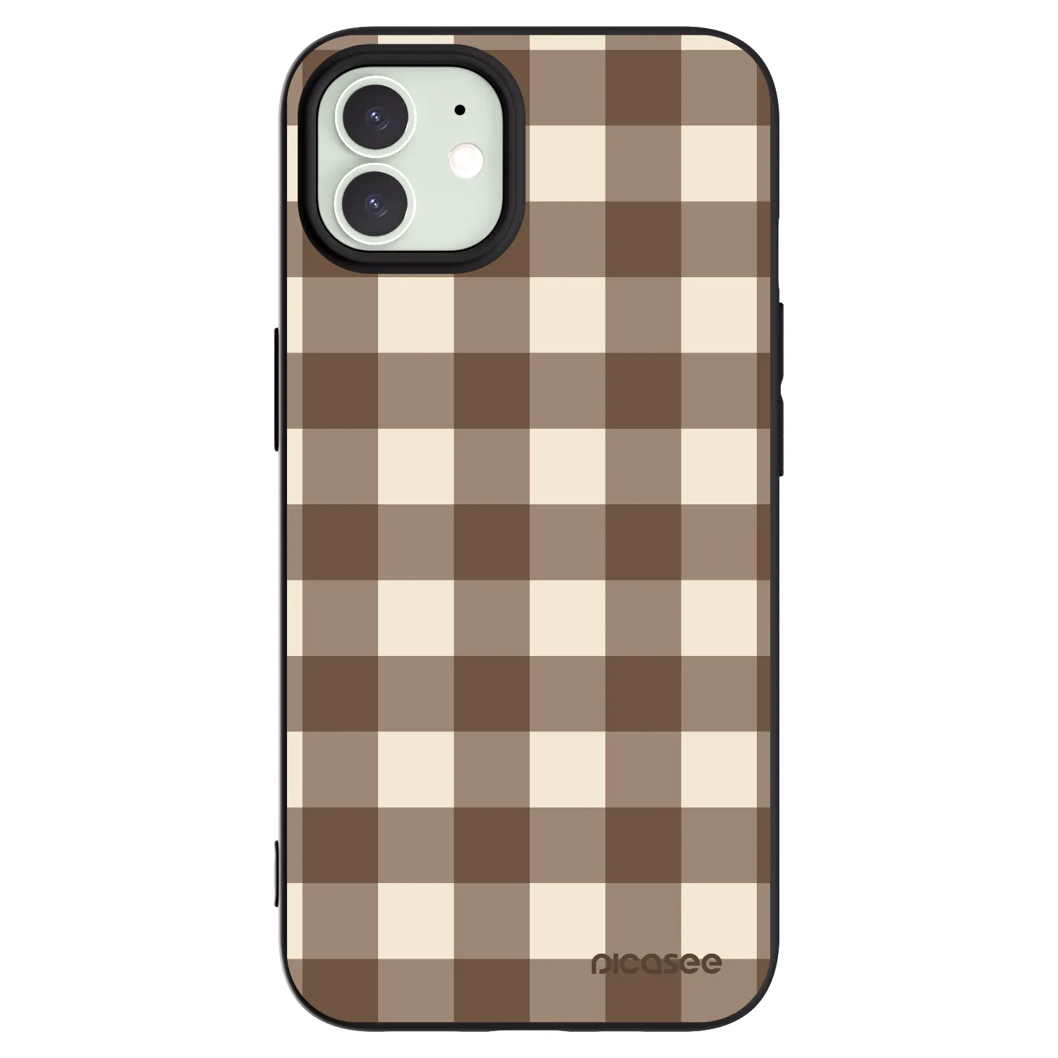 Picasee silikónový čierny obal pre Apple iPhone 12 - Brown grid
