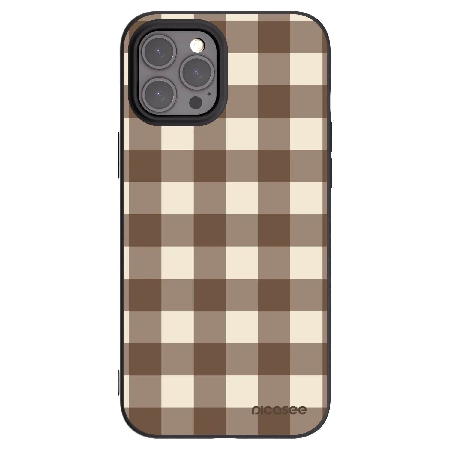 Picasee silikónový čierny obal pre Apple iPhone 12 Pro Max - Brown grid