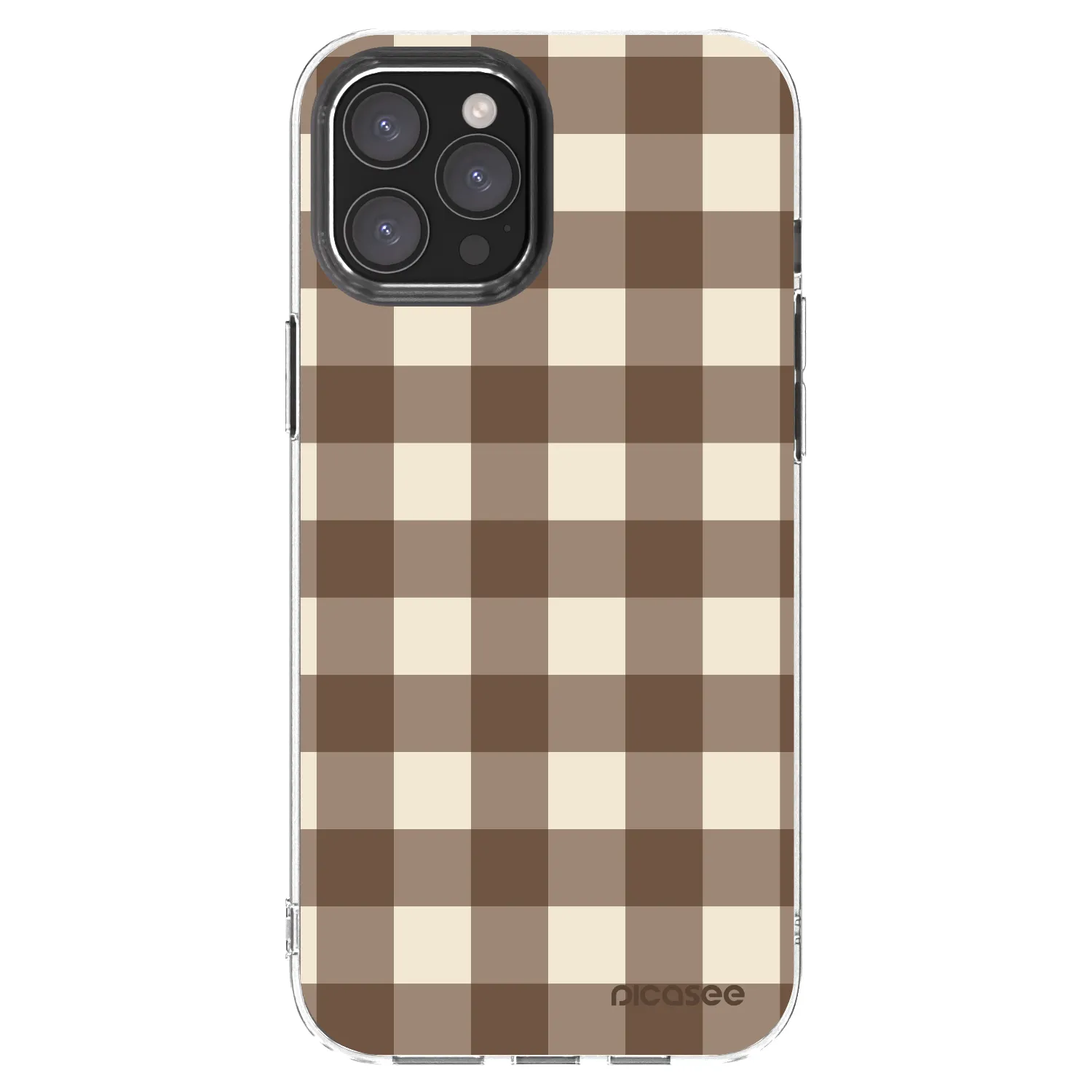 Picasee silikónový prehľadný obal pre Apple iPhone 12 Pro Max - Brown grid