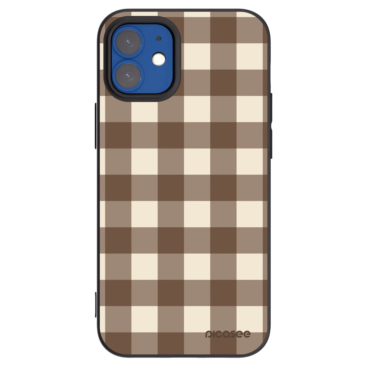 Picasee silikónový čierny obal pre Apple iPhone 12 mini - Brown grid