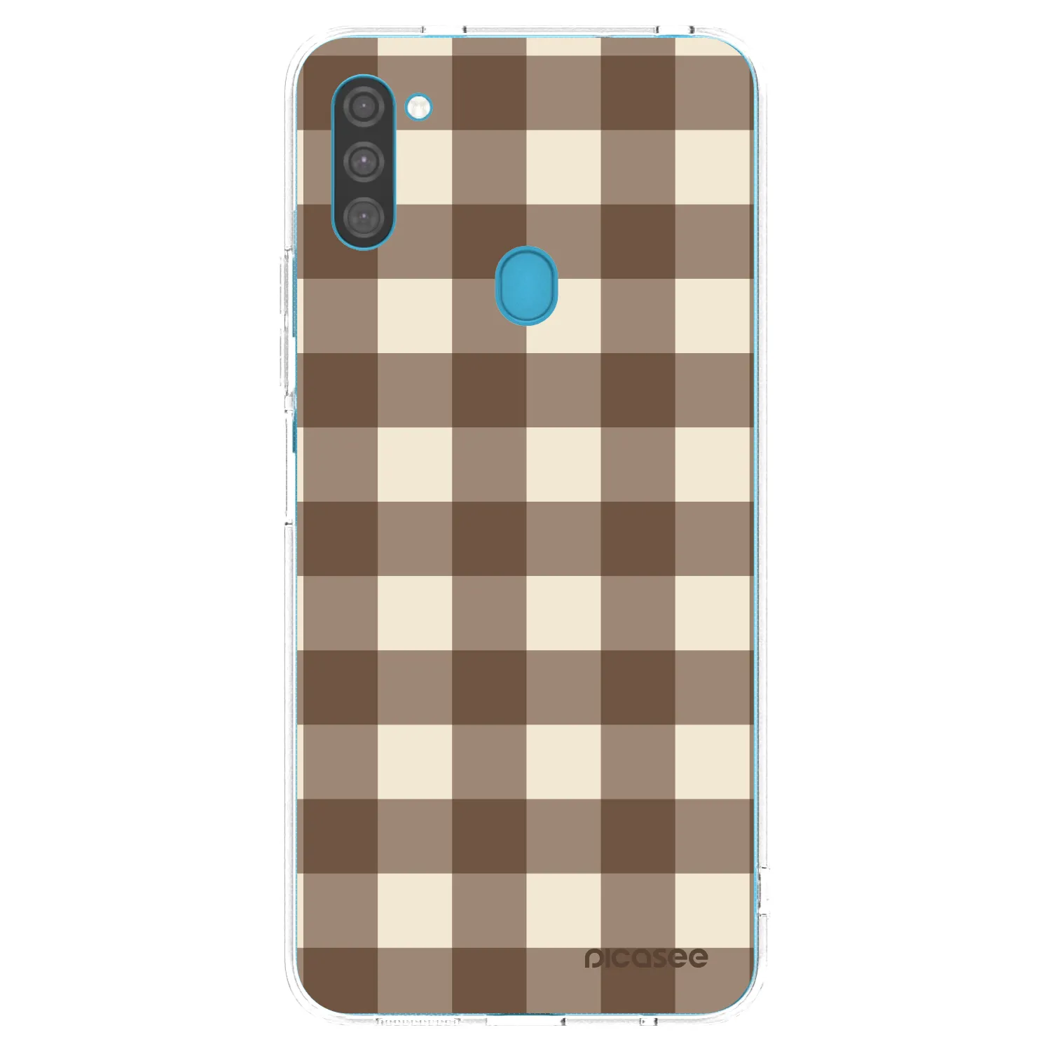 Picasee silikónový prehľadný obal pre Samsung Galaxy M11 - Brown grid