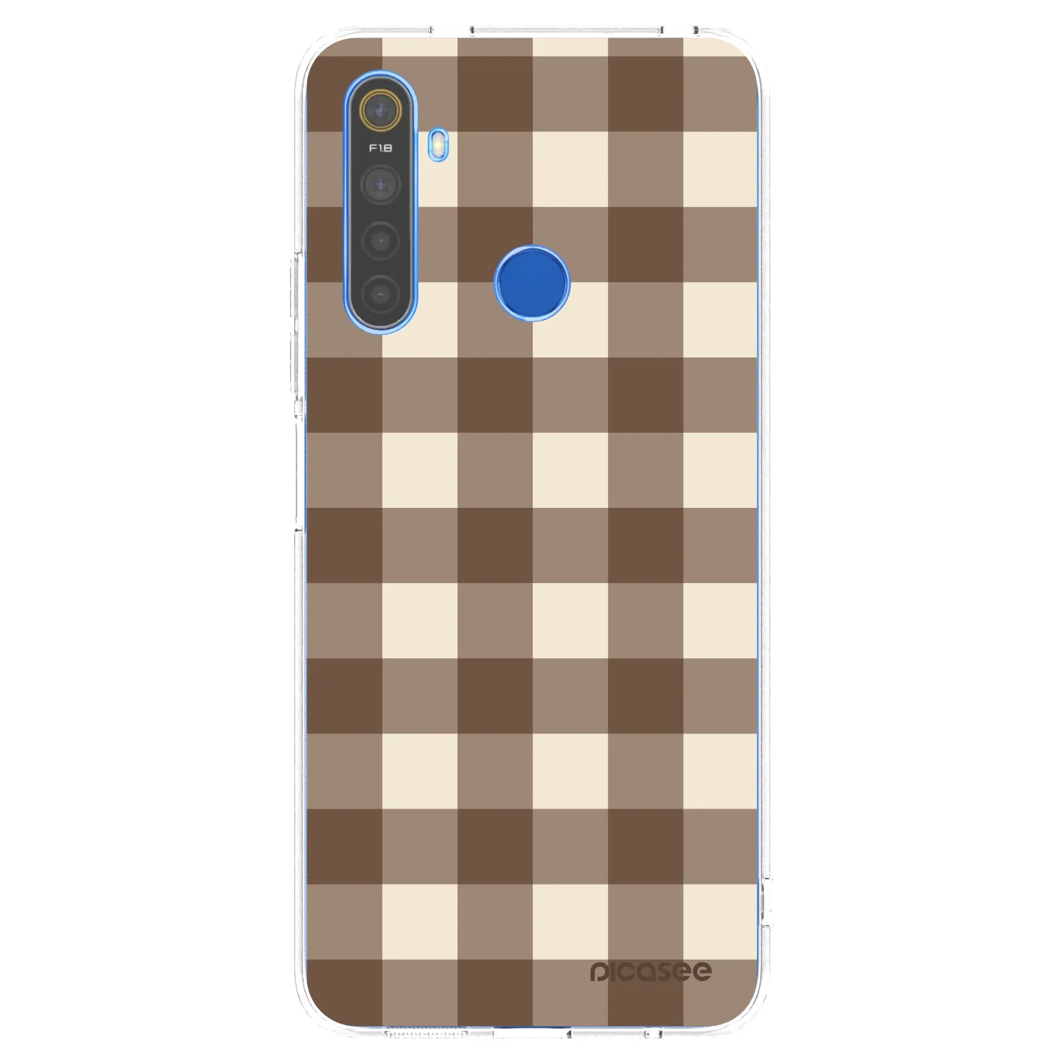 Picasee silikónový prehľadný obal pre Realme 5 - Brown grid