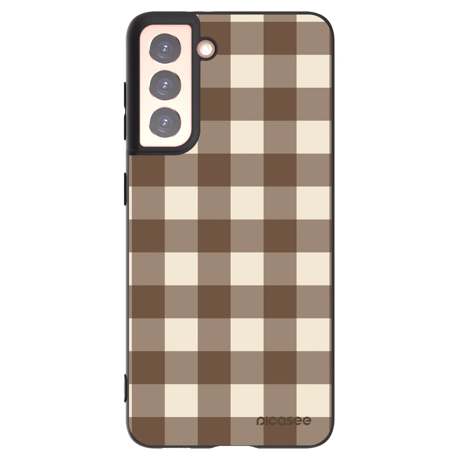 Picasee silikónový čierny obal pre Samsung Galaxy S21 5G G991B - Brown grid